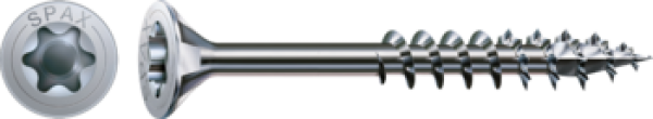 SPAX Universalschraube, 6 x 60 mm, 150 Stück, Teilgewinde, Senkkopf, T-STAR plus T30, 4CUT, WIROX, 4191010600606